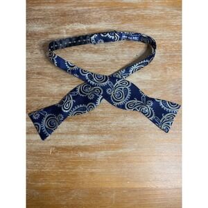 The Tie Bar Navy Blue Paisley Silk Pre-Tied‎ Bow Tie Adjustable Men Formal